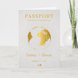 Convite Passaporte Mapa Mundial Moderno Destino Gold
