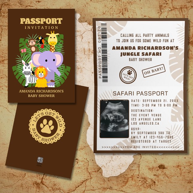 Convite Passaporte Selva Safari Selvagem de Um Chá de fral (Criador carregado)