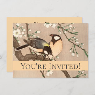 Convite Pássaro asiático japonês (Chickadebird)