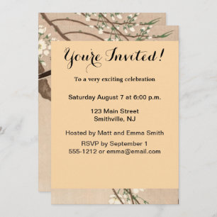 Convite Pássaro asiático japonês (Chickadebird)