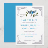 Pássaro Azul da Felicidade Casamento Salve o Cartã