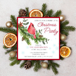 Convite Pássaro cardeal vermelho em uma feliz de pinheiros