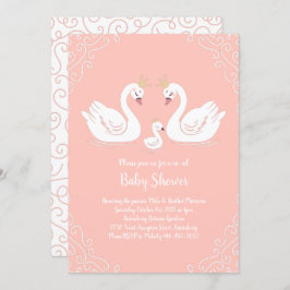 Convite Pássaro Chá de fraldas dos Cisnes com Pêssego de C