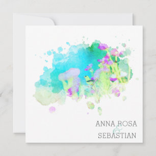 Convite *~* Pássaro Cosmos Floral AR12 QR FOTO RSVP Casam