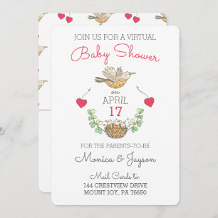 Convite Pássaro da mamãe mais doce do Chá de fraldas virtu