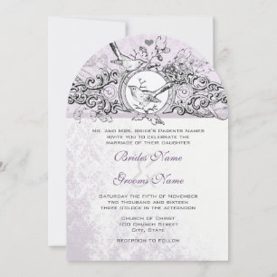 Convite Pássaro de Amor Recortado Rolo Lavanda Casamento