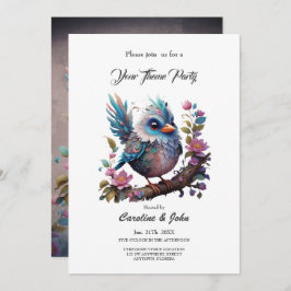 Convite Pássaro fantasma majestoso sentado em um galho