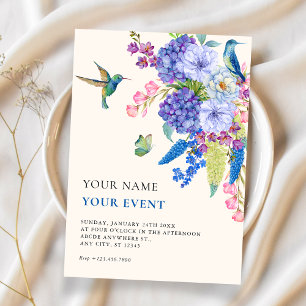 Convite Pássaro floral estético elegante