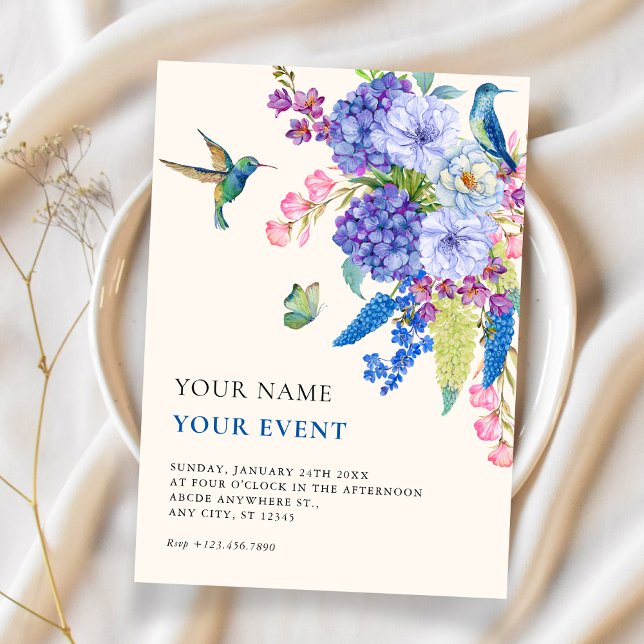 Convite Pássaro floral estético elegante  (Criador carregado)