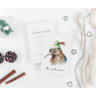 Convite Pássaro Kiwi bonito no Chapéu Elf de Natal, person
