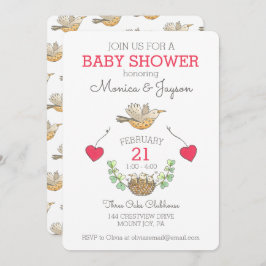 Convite Pássaro Mama Mais Doce Voando Sobre Chá de fraldas