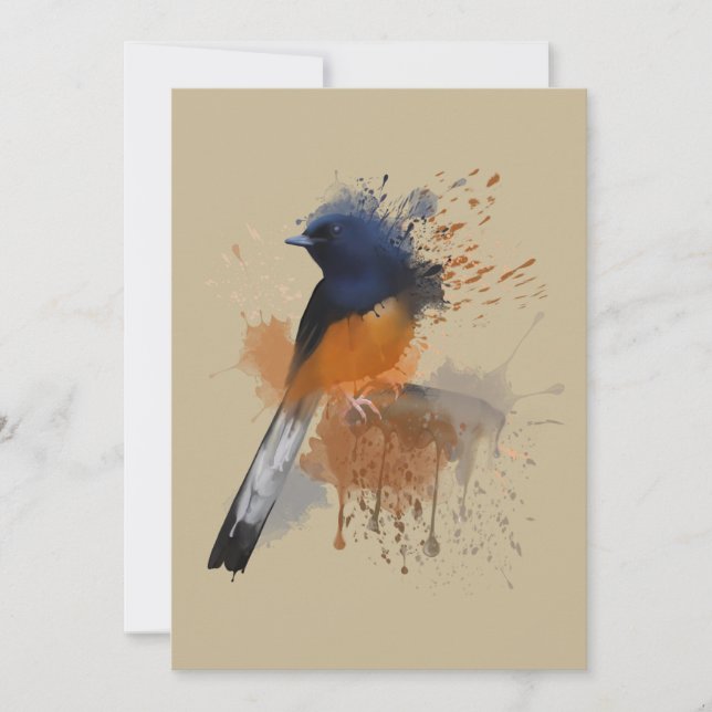 Convite Pássaro Shama Branco Acertado (Frente)