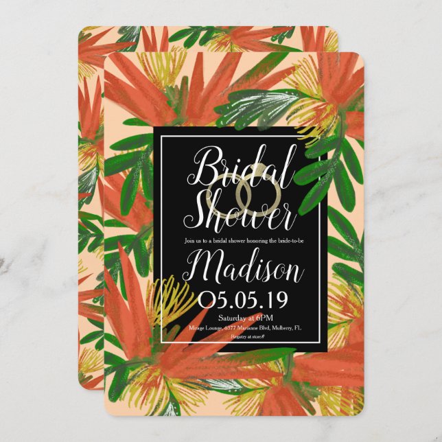 Convite Pássaro sofisticado de Paraíso Trópico (Frente/Verso)