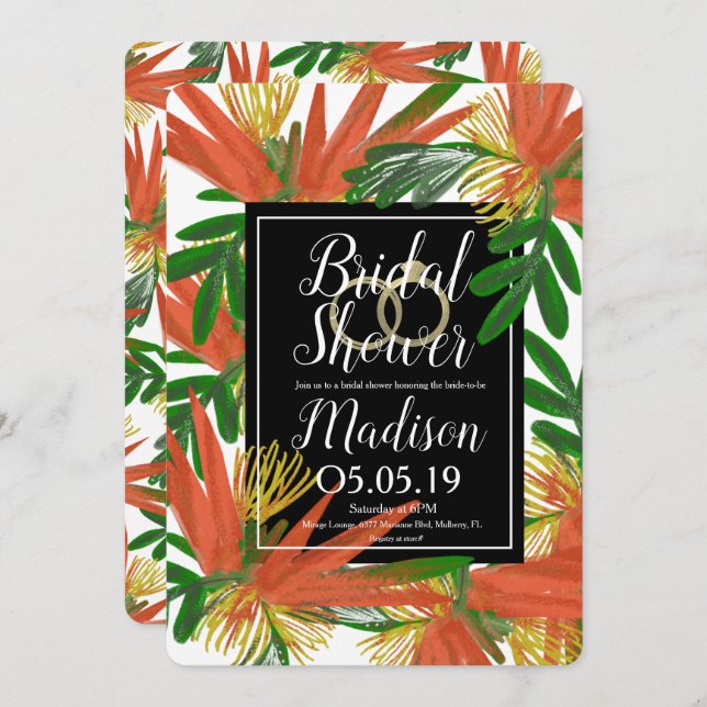 Convite Pássaro sofisticado do Anel do Paraíso (Frente/Verso)