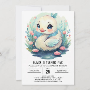 Convite Pássaro Swan do Lago Cute