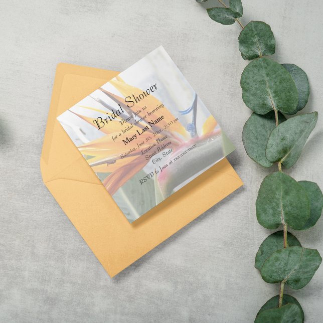 Convite Pássaro Tropical do Chá de panela Floral do Paraís (In Situ)