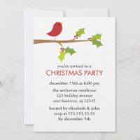 Pássaro Vermelho em uma Festa de Natal do Branch