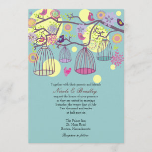 Convite Pássaros Adoram Pássaros Convocando Casamento