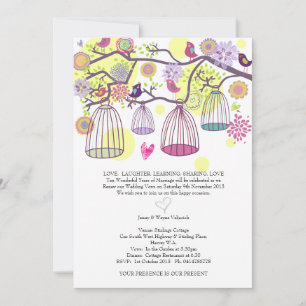 Convite Pássaros Adoram Pássaros Convocando Casamento