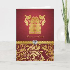 Convite Pássaros Amar Felicidade Dupla Chineses