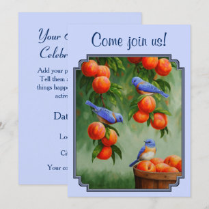 Convite Pássaros-azuis e Pêssegos Azul