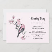 Pássaros Caninos Rosa em um Ramo de Árvore Anivers