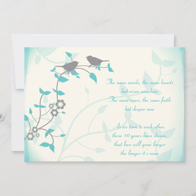 Convite Pássaros Cantores Renovação de Votos de Aniversári (Frente)