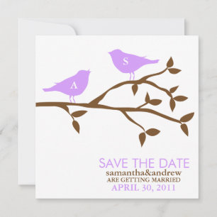Convite Pássaros de Amor Monogramados Casamento Salve a Da