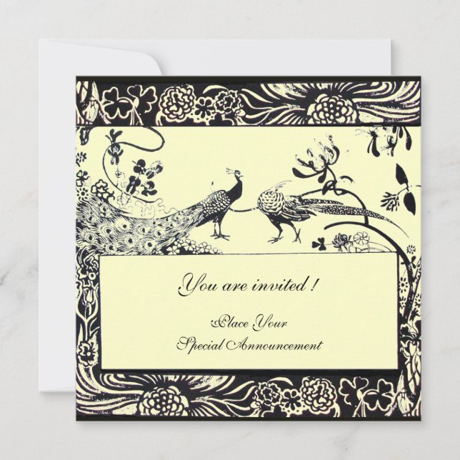 Convite PÁSSAROS DE AMOR NO CASAMENTO, preto e branco, ama (Frente)