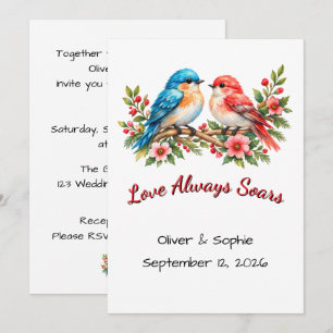 Convite Pássaros de Amor Personalizados Aquarela Casamento
