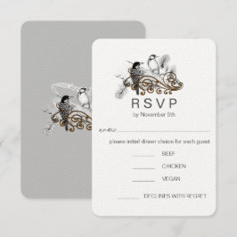 Convite Pássaros de Amor Romântico Pica-Pau Casamento RSVP
