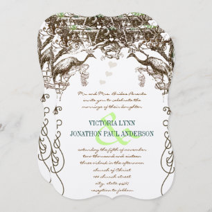 Convite Pássaros De Amor Rustic Peacock Vintage