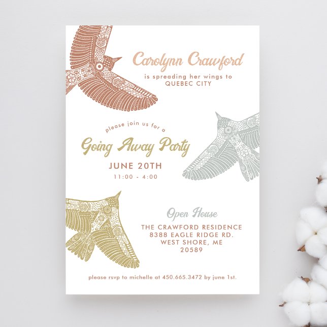 Convite Pássaros de Arte Folclórica Abrir Casa Saindo Fest (Criador carregado)