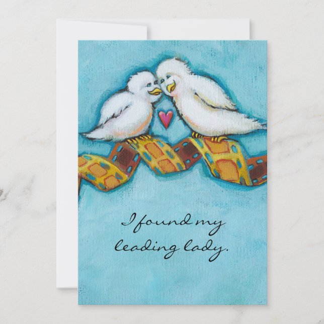 Convite Pássaros do amor amante de cinema cinéfilo românti (Frente)