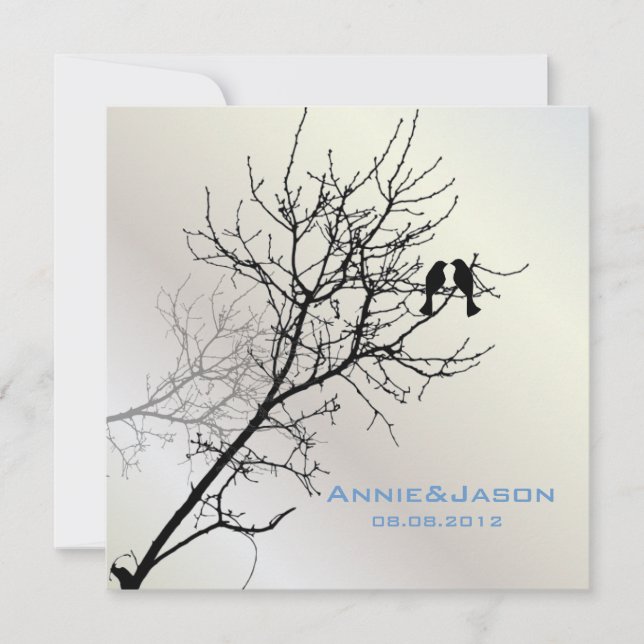 Convite pássaros do amor modernos casamento rústico no cam (Frente)