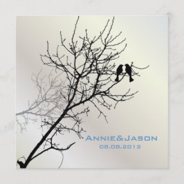 Convite pássaros do amor modernos casamento rústico no cam