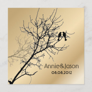 Convite pássaros do amor modernos casamento rústico no cam