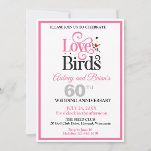 Convite Pássaros do Amor Personalizados de Aniversário de