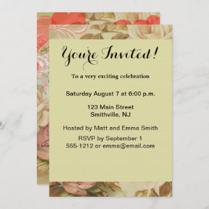 Convite Pássaros do Amor Vintage Coração Antiquado