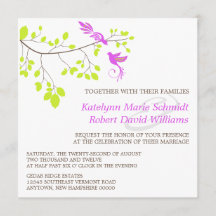 Pássaros Elegantes Em Casamento Roxo E Verde