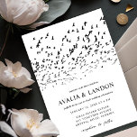 Convite Pássaros Modernos de Casamento Preto e Branco de P<br><div class="desc">Este belo convite para o casamento mostra incontáveis pássaros se unindo em preto sobre um fundo branco. O título "Aves" significa a importância de a vida do casal se juntar ao casamento. Elegante,  elegante,  moderno e único!</div>