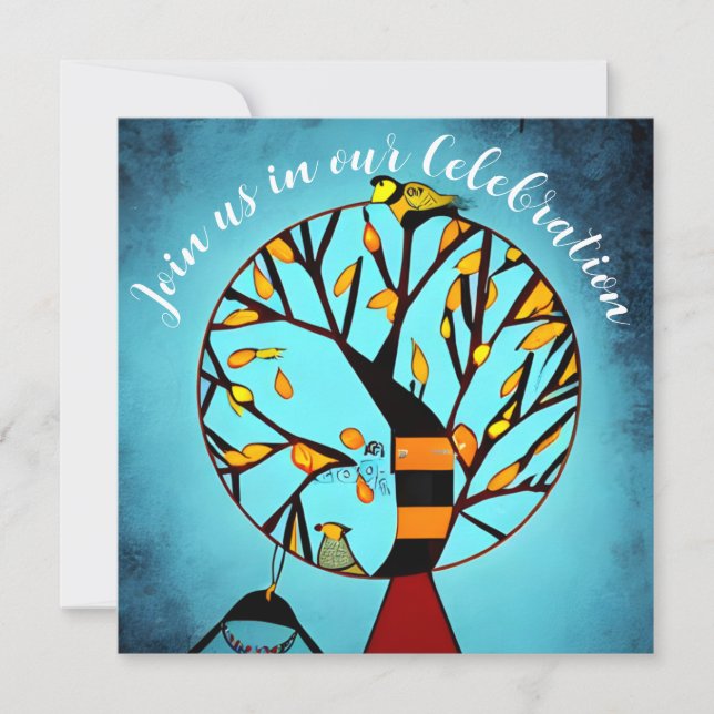 Convite Pássaros na Extremidade das Árvores da Celebração  (Frente)