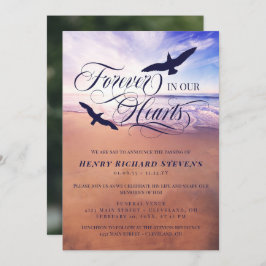 Convite Pássaros Ocean Beach Para Sempre Em Nossos Coraçõe