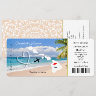 Convite Passe de Bilhete Destino do Havaí