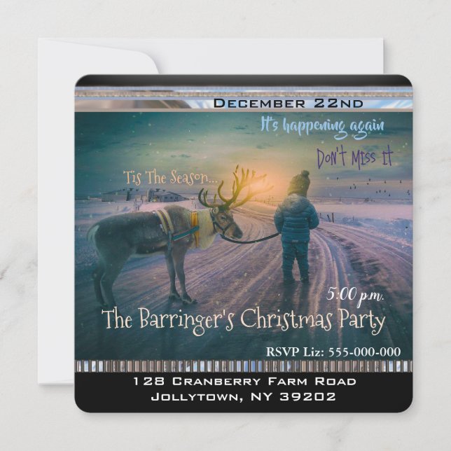 Convite Passeando minha Reindeer Festa Anual de Natal (Frente)