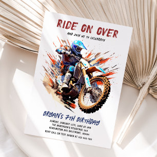 Convite Passear Sobre Boy Motocross Corrida 7 Aniversário