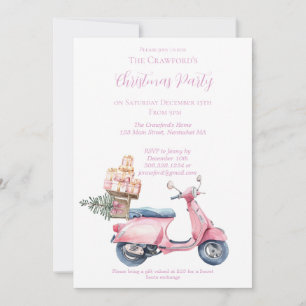 Convite Passeio de Compras de Natal de Scooter Rosa