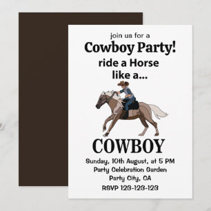 Convite Passeio de Cowboy Montar um Cavalo Como um Cowboy