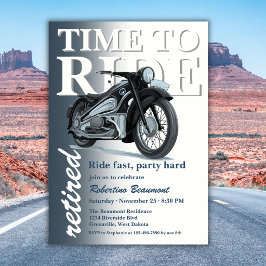 Convite Passeio de Moto Clássica Azul Rápido Festa de Apos