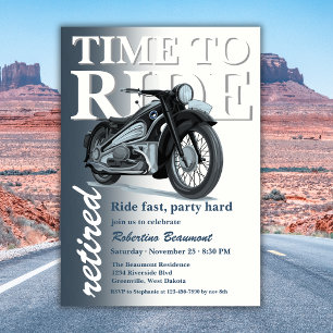 Convite Passeio de Moto Clássica Azul Rápido Festa de Apos